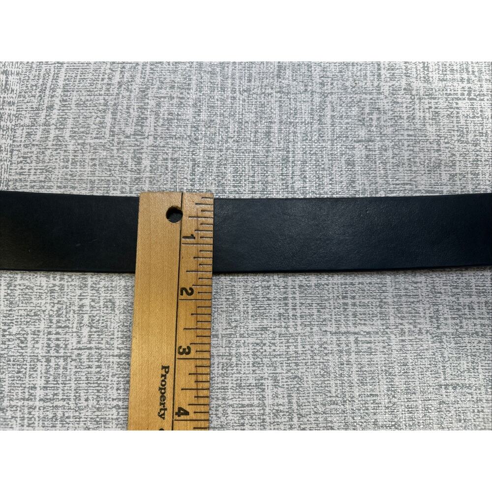Banana Republic Black Leather Belt Men’s Small USA Rectangular Silver Buckle - Picture 6 of 7
